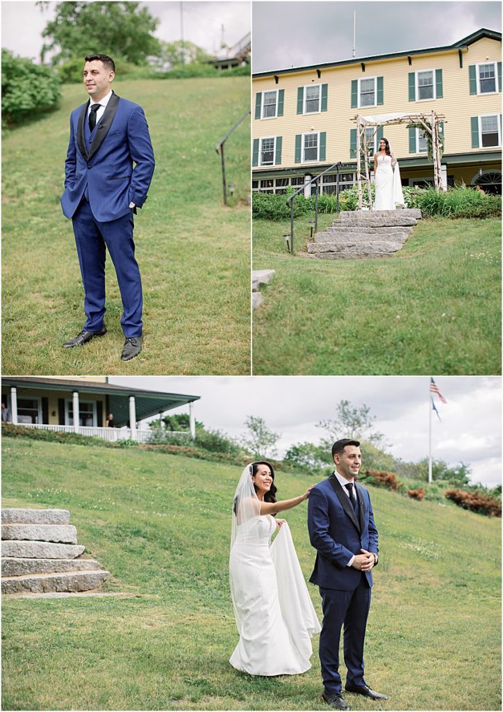 first look at chebeague island maine wedding