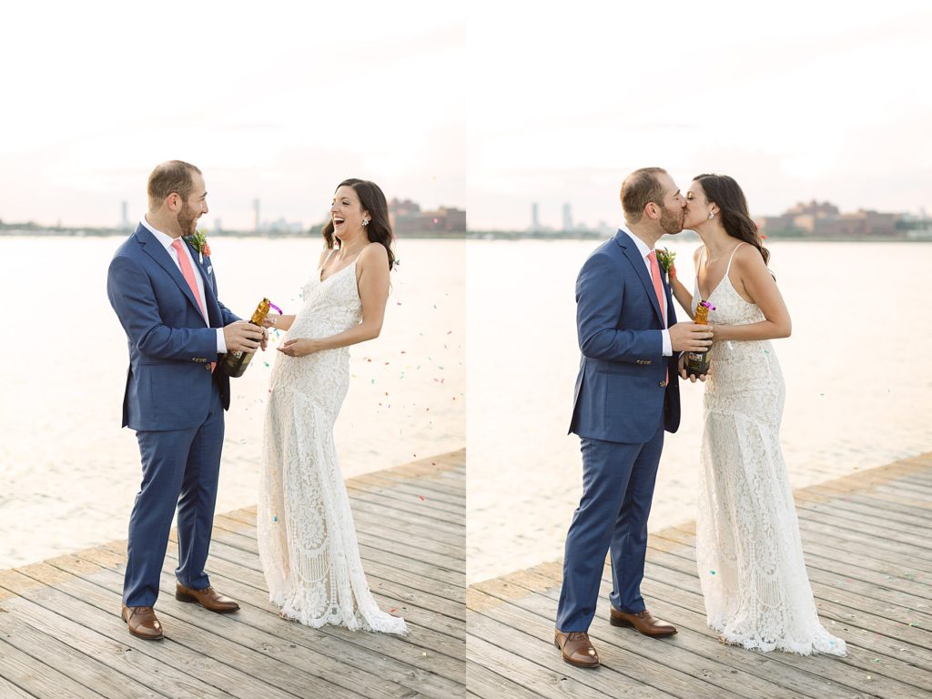 New England wedding at a dock in Boston