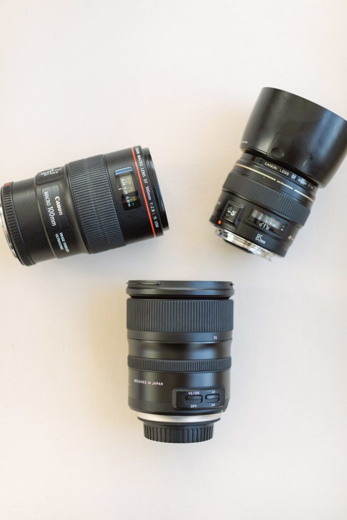 Three lenses a wedding photographer uses