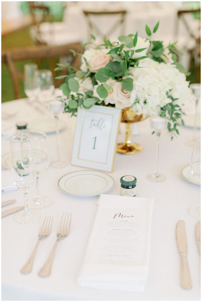Alisha + Jon NH Wedding - table setting