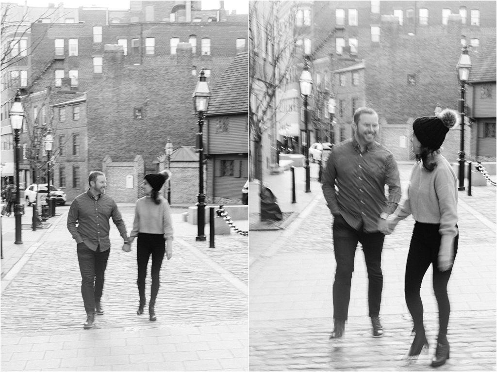 Winter Boston North End engagement session