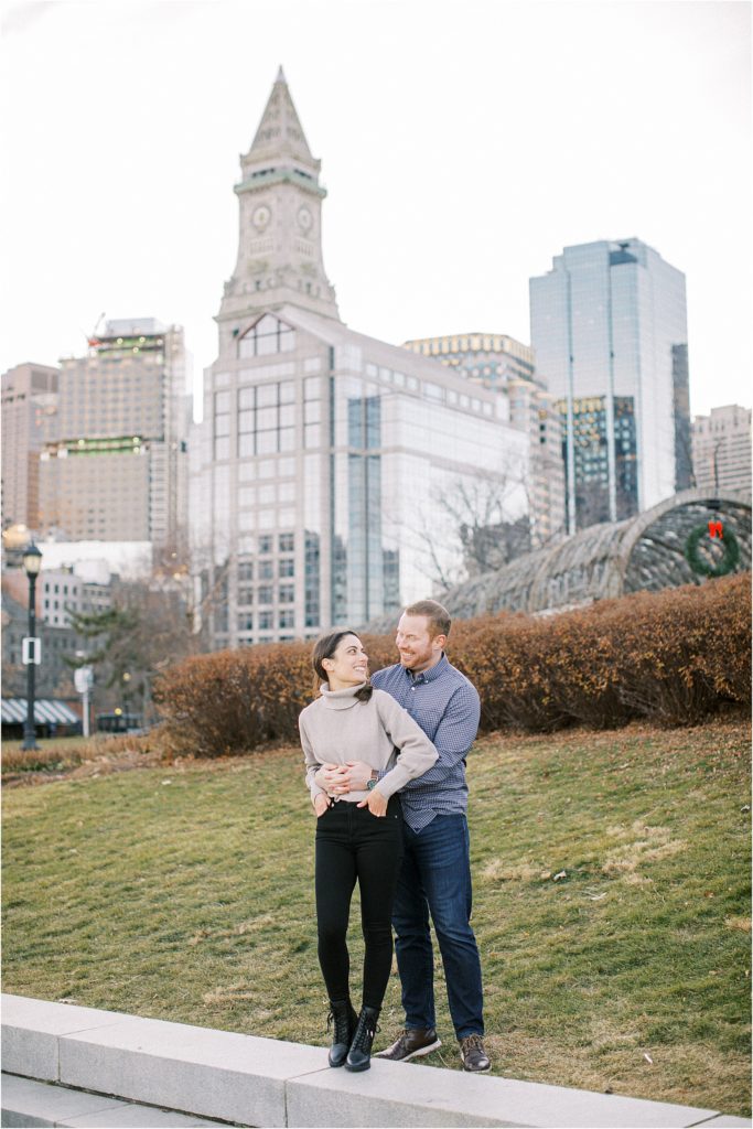 Boston North End engagement session at christmas 