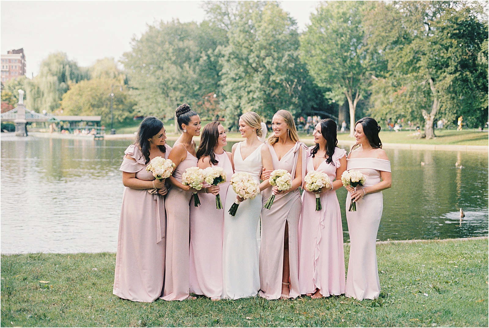 bridesmaids in boston public garden