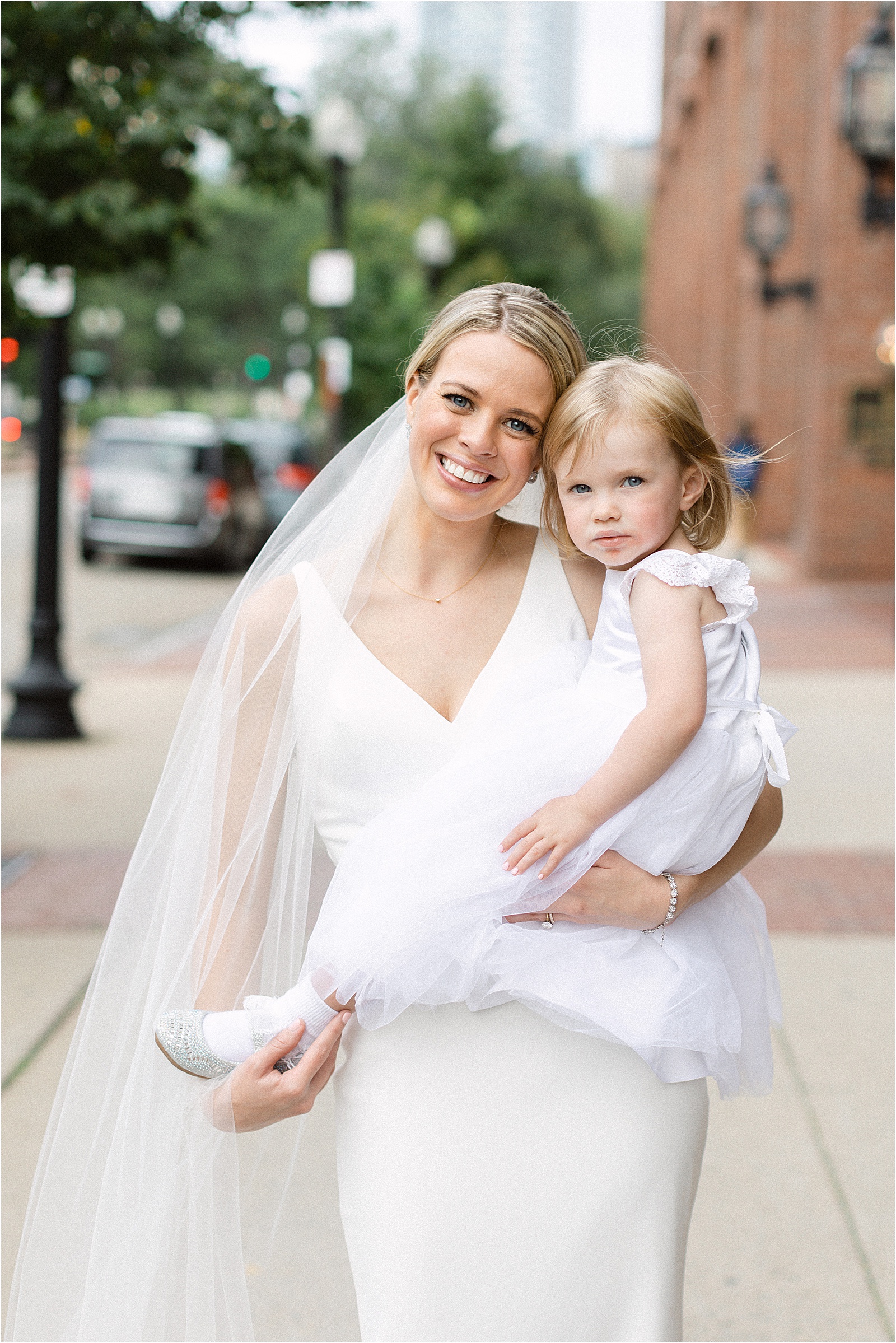 bride and flower girl photo