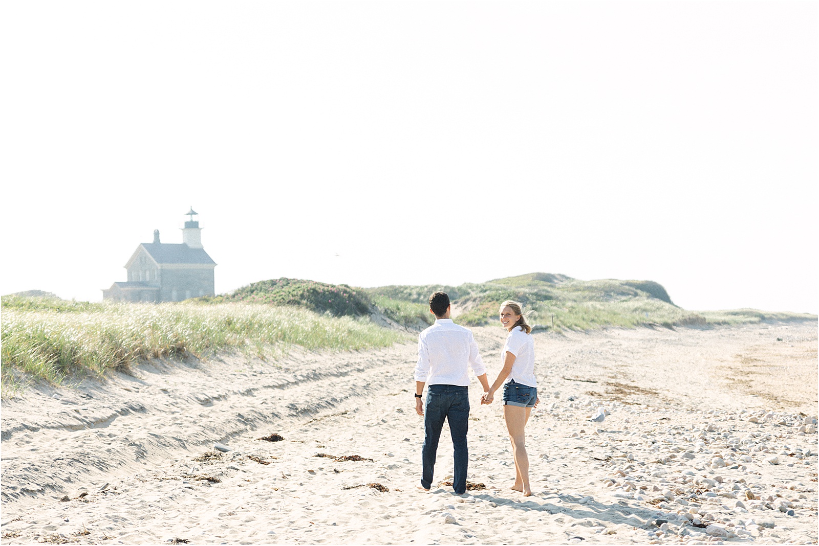 Engagement photos on the beach at Block Island